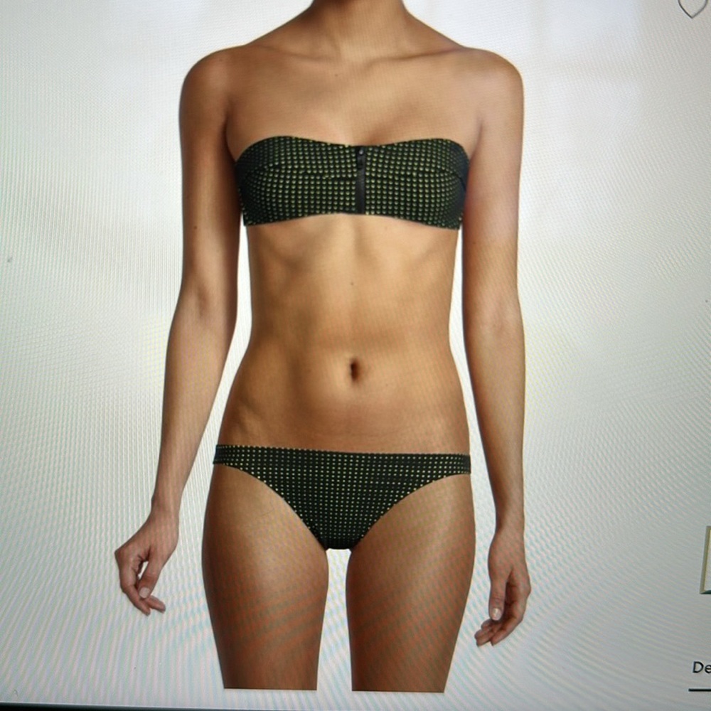 Sundek Black and neon yellow “Waimea” bandeau bikini size 40 EU, 4 US NWT